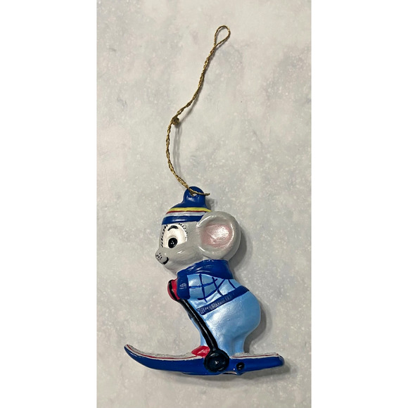 Vintage Mouse Christmas Ornaments Ceramic Alberta Mold Hand Painted, Set of 2 - Picture 5 of 12